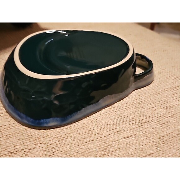 LTD Commodities Green Stoneware Drip Glaze Soup & Cracker Bowl / Chip & Dip Bowl - Picture 5 of 5